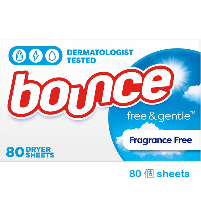 BOUNCE Free & Gentle Dryer Sheets Fragrance Free 80 sheets