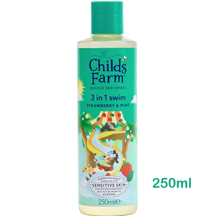 Childs Farm 兒童3合一(Swim)洗髮護髮沐浴露 士多啤梨和薄荷味 250ml - 平行進口