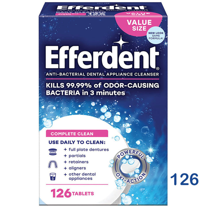 Efferdent - Denture, Retainer Cleaning Tablets, Complete Clean 126 Tablets