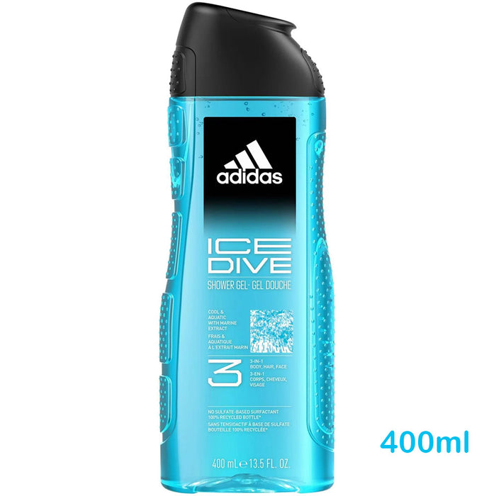 Adidas - Men Body Hair & Face Shower Gel, Ice Dive 400ml