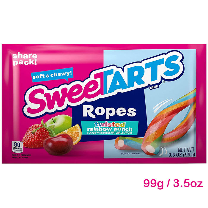 Sweetarts Ropes Candy Twisted Rainbow Punch 99g / 3.5oz EXP:07/24
