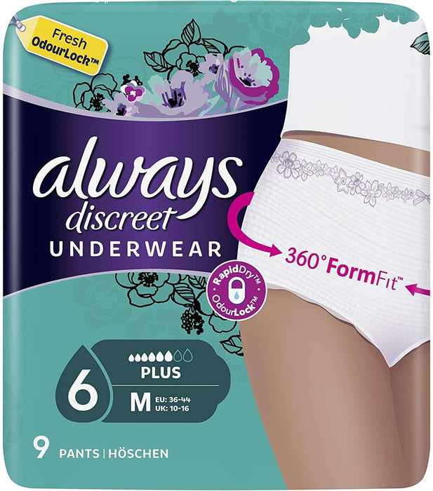 Always - Discreet Underwear Pants Size Plus Medium, 9 pants - HOME EXPRESS