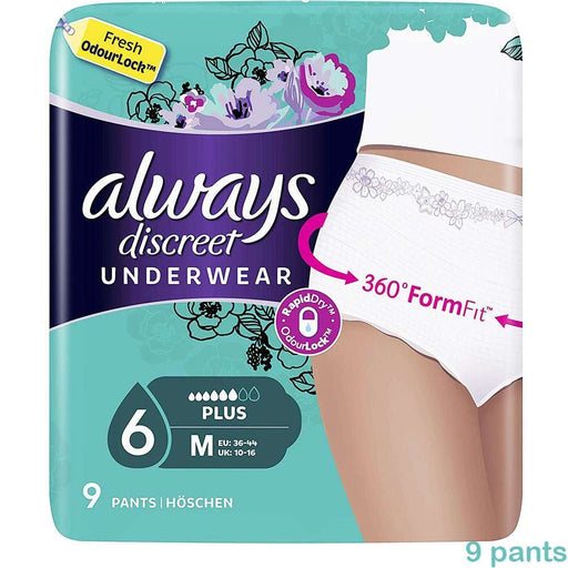 Always - Discreet Underwear Pants Size Plus Medium, 9 pants - HOME EXPRESS