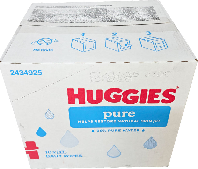 [CASE OFFER] 99.9% Huggies Pure Water Baby Wipes 48s x 10