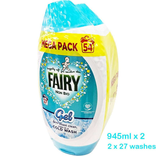 Fairy - Non Bio Washing Gel Gentle Clean, 54 Washes, 945ml X2 - HOME EXPRESS