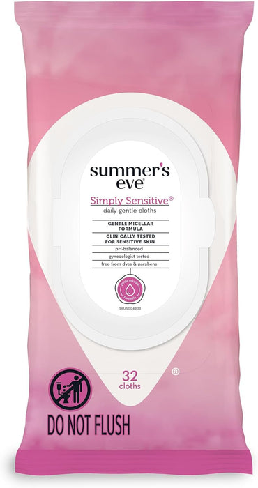 Summer's Eve 女士5合1清潔布濕巾 敏感型 32片