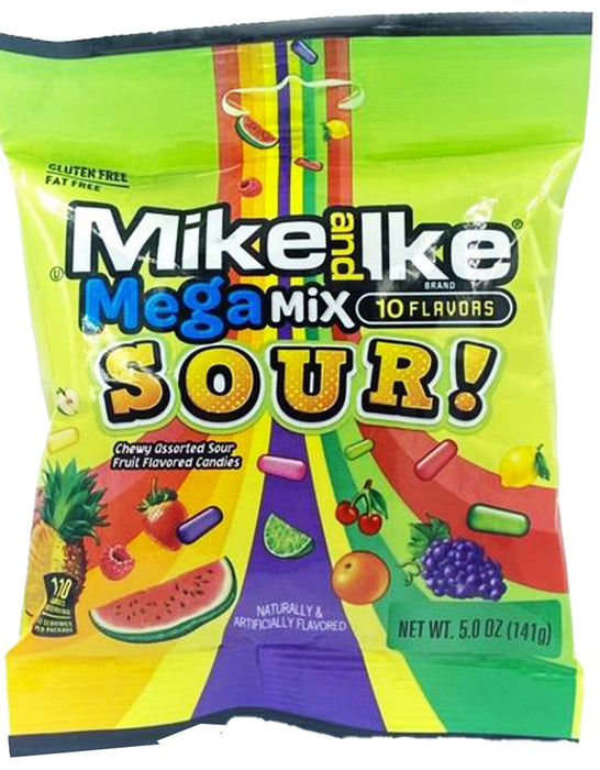 Mike & Ike Mega Mix Sour Assorted Fruit Candy 141g / 5oz EXP: 12/24