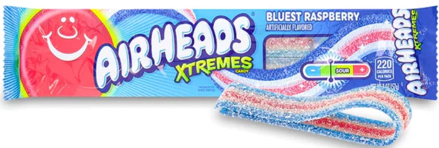 Airheads Xtremes Candy Bluest Raspberry Strap 57g / 2oz EXP 06/25