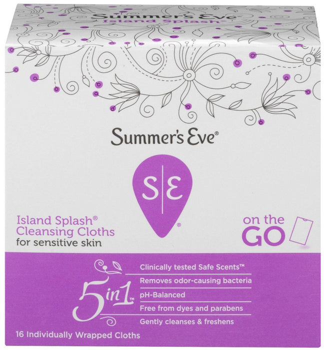 Summer's Eve - Feminine Cleansing Cloths, Island Splash Sensitive Skin 16 cloths