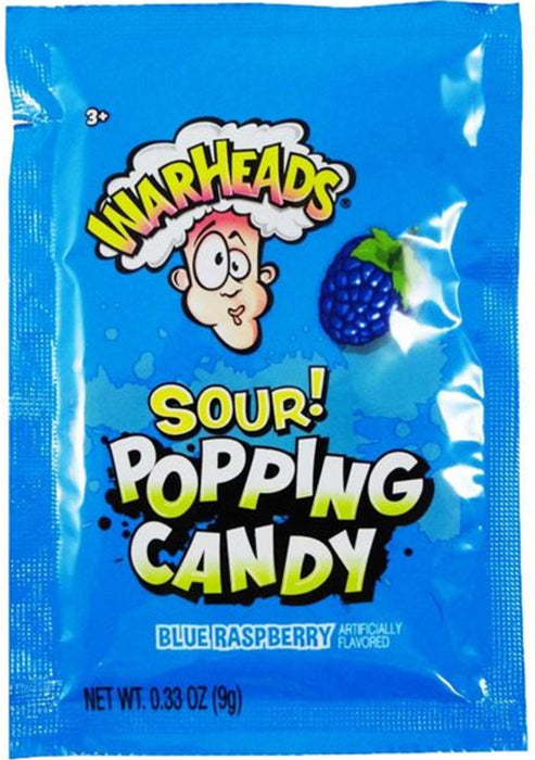 Warheads Sour Popping Candy Blue Raspberry 9g / 0.33oz EXP: 12/24
