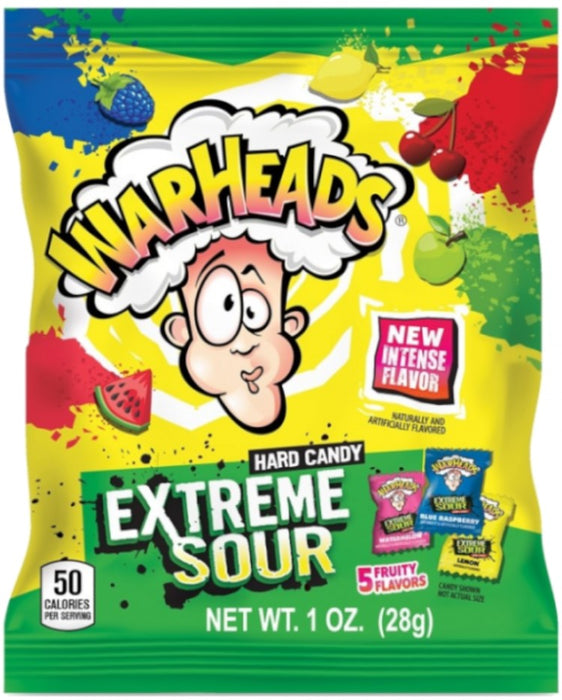 Warheads Extreme Sour Hard Fruit Candy  28g / 1oz EXP: 07/26