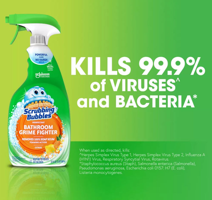 Scrubbing Bubbles - Bathroom Grime Fighter Disinfectant Spray, Citrus 946ml