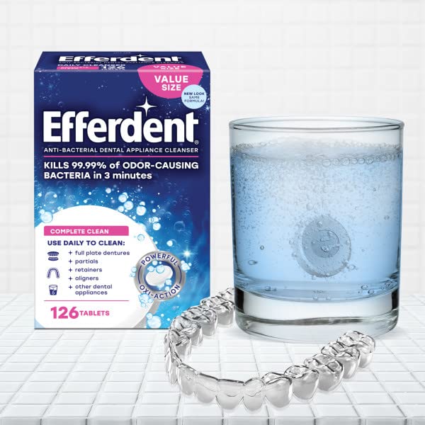 Efferdent - Denture, Retainer Cleaning Tablets, Complete Clean 126 Tablets