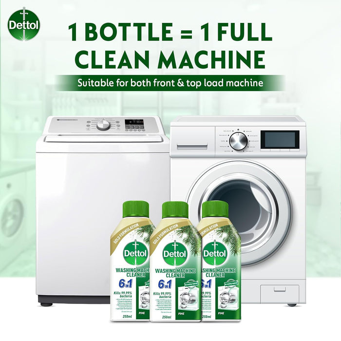 Dettol - 5 in 1 Washing Machine Cleaner, Original Pine Scent 250ml