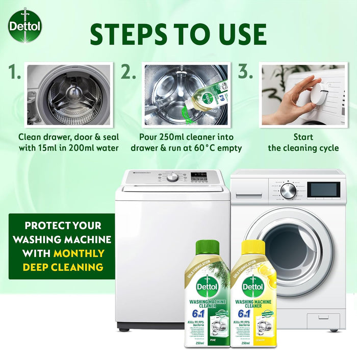 Dettol - 5 in 1 Washing Machine Cleaner, Original Pine Scent 250ml