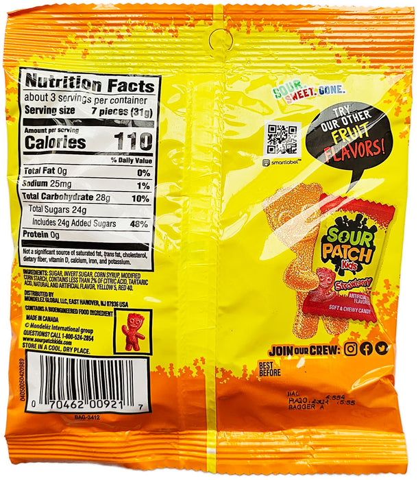 Sour Patch Kids Soft & Chewy Candy Peach 101g / 3.56oz EXP 14/07/24