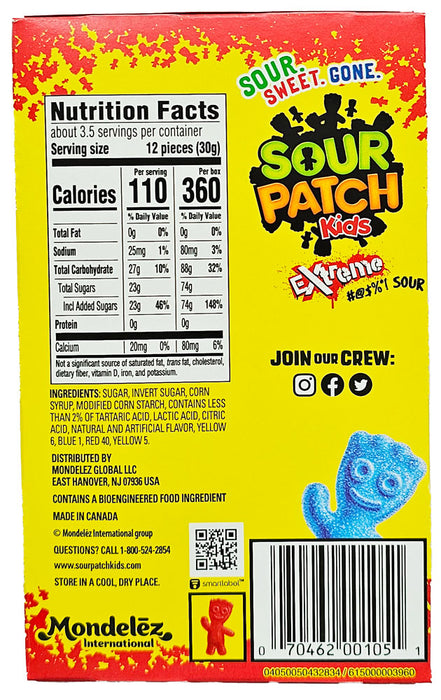 Sour Patch Kids 兒童酸味水果軟糖 極度激酸 99g / 3.5oz 到期日: 14/05/2024