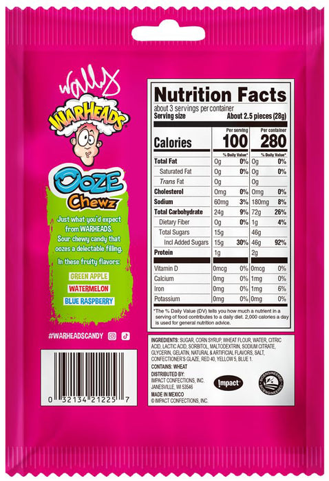 Warheads Ooze Chewz Ropes Fruit Candy 85g / 3oz EXP: 10/24