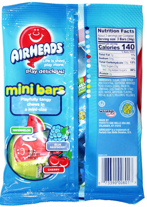 Airheads Mini Bars Candy, Assorted Flavours 102g / 3.62oz EXP: 06/25