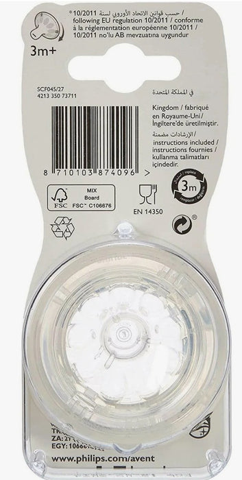 AVENT Natural Baby Bottle Teat Variable Flow 3m+ 2pcs SCF045/27
