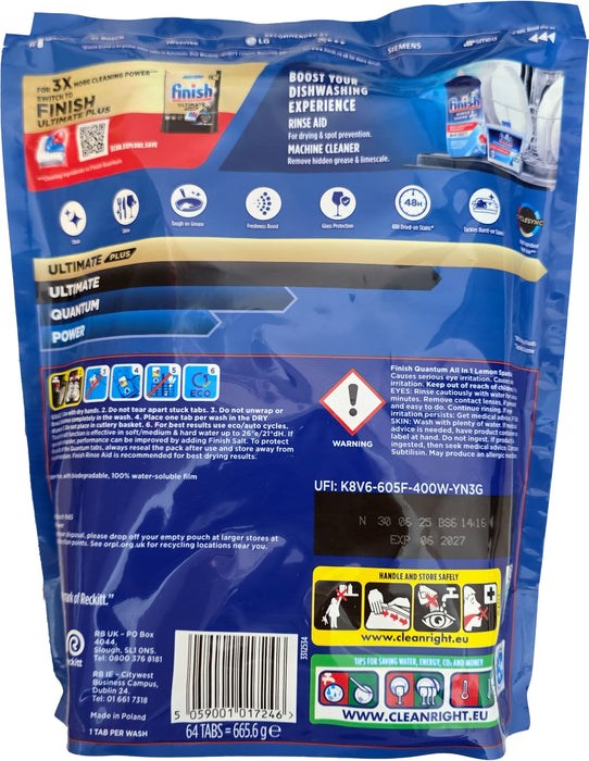 Finish Quantum Powerball Dishwasher Tabs Lemon 64s