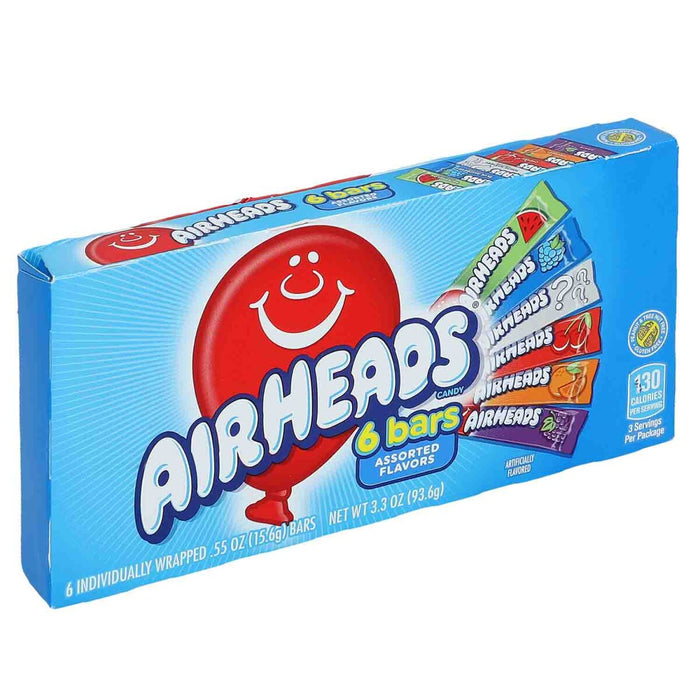 Airheads Candy Bars, 6 Assorted Bars 93.6g / 3.3oz EXP 05/25