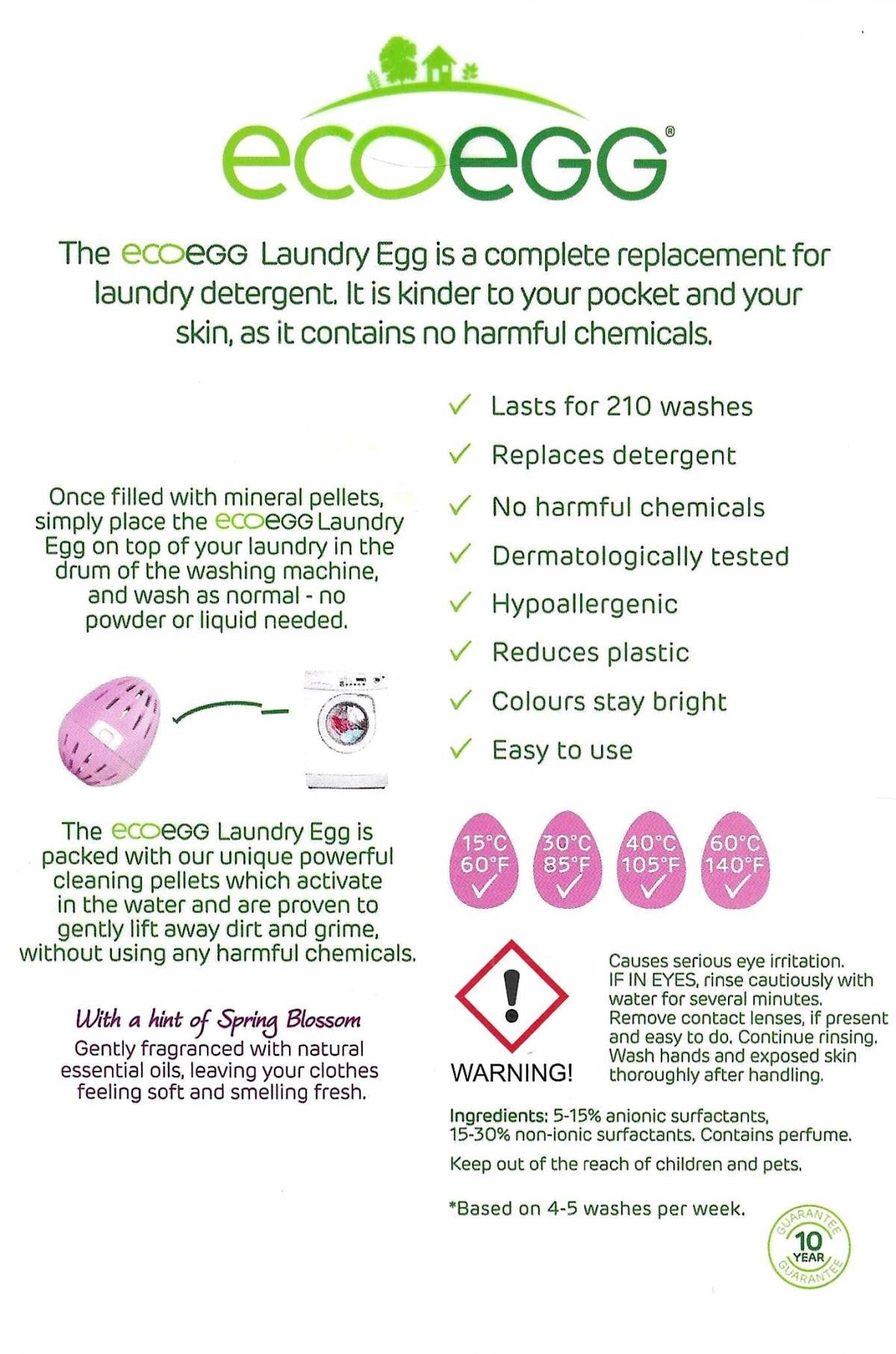 ECOEGG Laundry Egg for Sensitive Skin, Fragrance Free, 210 washes