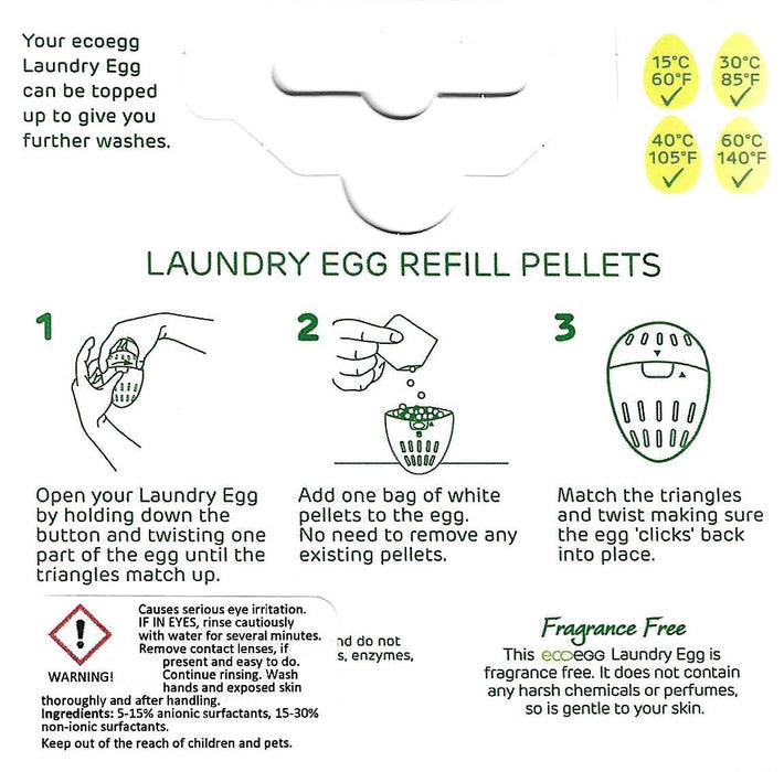 ECOEGG - Laundry Egg Refill Pellets, Fragrance Free, 210 washes - HOME EXPRESS