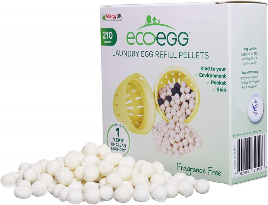 ECOEGG - Laundry Egg Refill Pellets, Fragrance Free, 210 washes - HOME EXPRESS