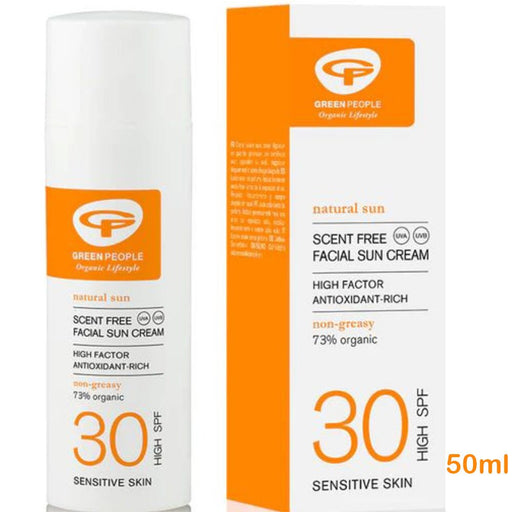 Green People - Facial Sun Cream SPF 30, scent free sensitive skin 50ml - HOME EXPRESS