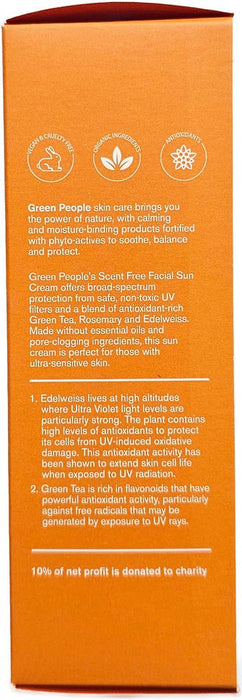 Green People - Facial Sun Cream SPF 30, scent free sensitive skin 50ml - HOME EXPRESS