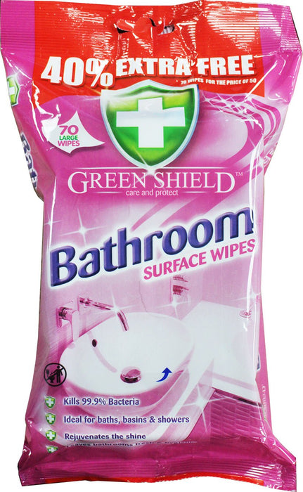 Green Shield - Anti-Bacterial Bathroom Surface Wipes, Large, 70 wipes - HOME EXPRESS