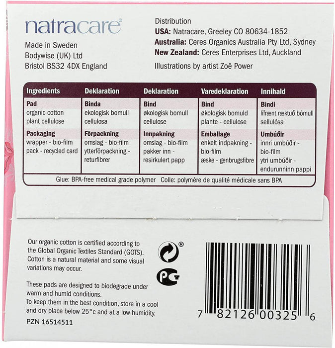 Natracare - Organic Cotton Ultra Extra Sanitary Pads With Wings, Regular 12 - HOME EXPRESS