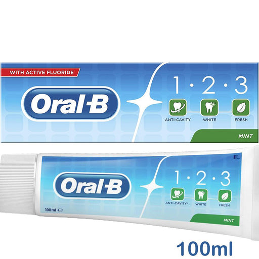 Oral-B - 123 Anti-cavity, White, Fresh Toothpaste, Mint 100ml - HOME EXPRESS