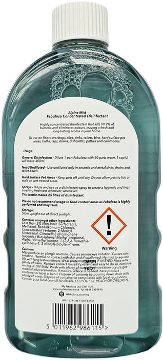 Pet Fabulosa Super Concentrated Disinfectant, Alpine Mist 500ml - HOME EXPRESS
