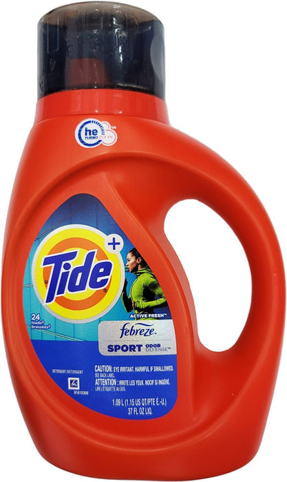 Tide - Liquid Laundry Detergent Febreze Sport Odor Defense Active Fresh 1.09L - HOME EXPRESS