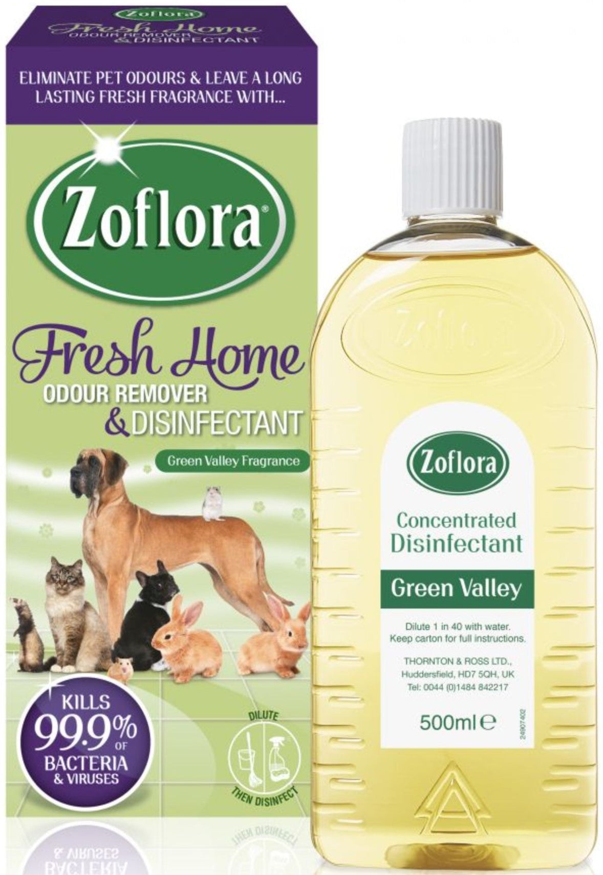 ZOFLORA Concentrated Antibacterial Disinfectant, Pets Fresh Home Gre
